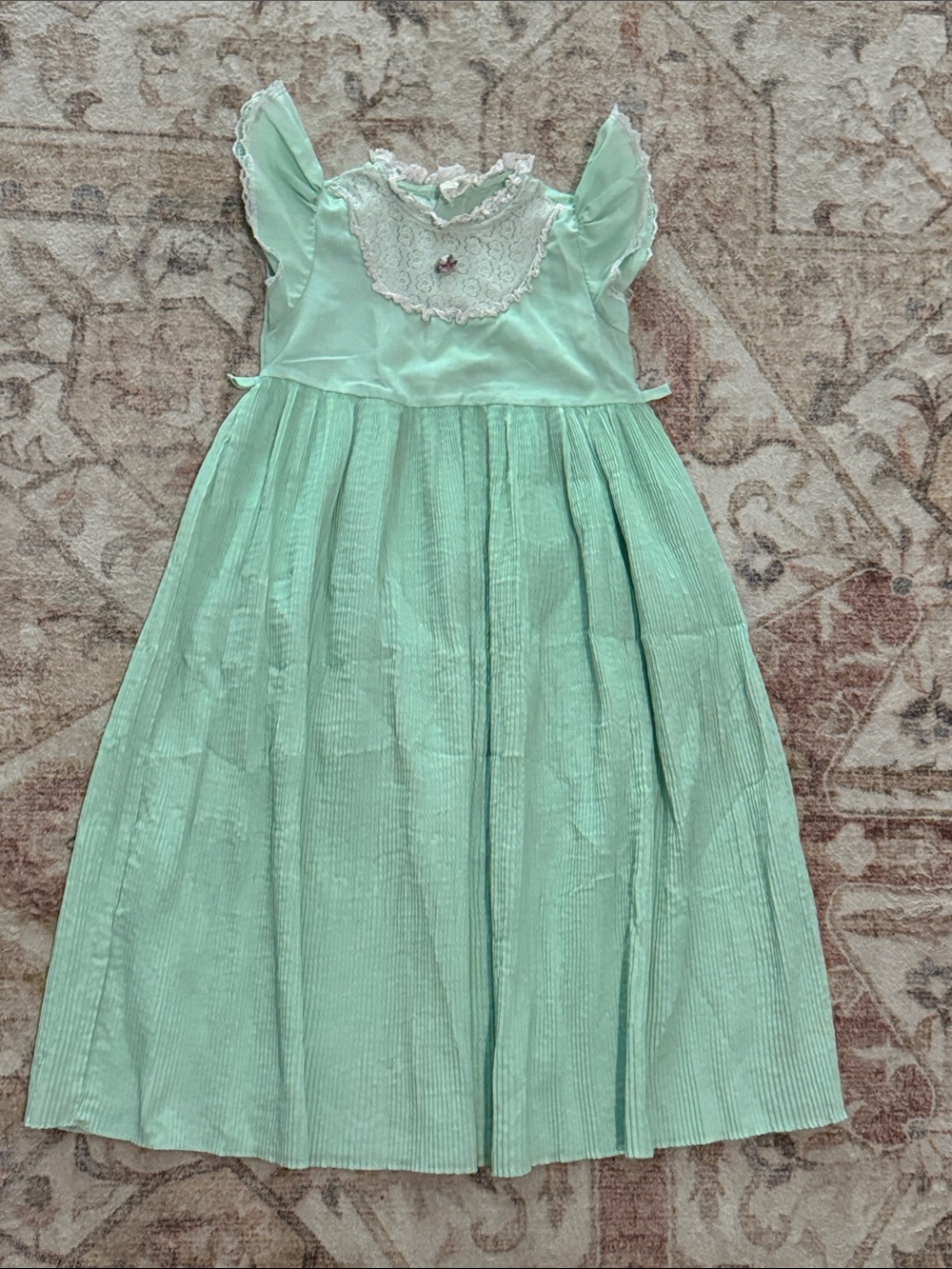 Vintage Toddler Girls’ Dress with Lace Yoke